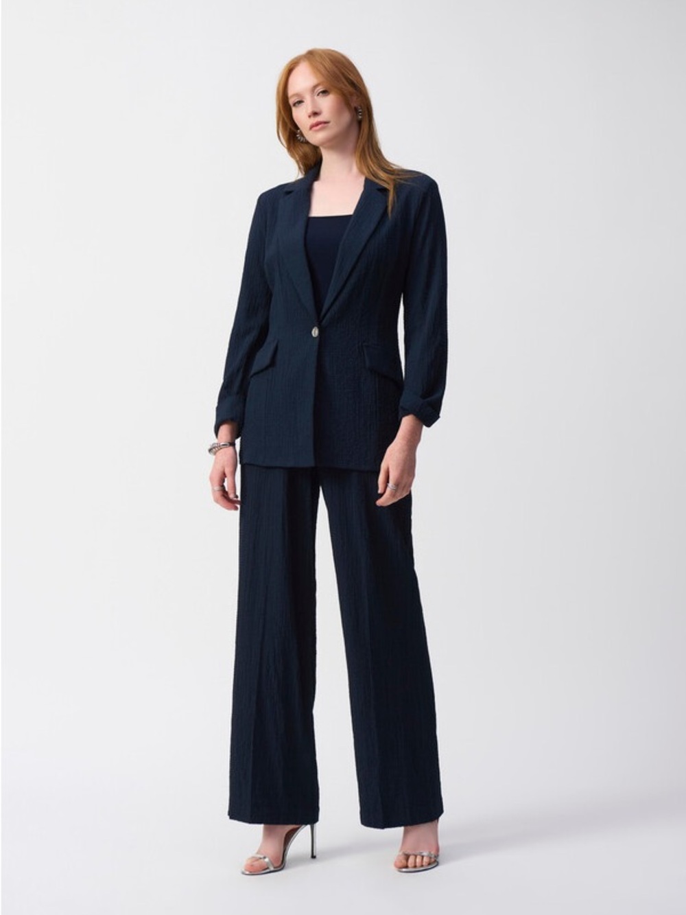 Joseph Ribkoff Women's Navy Wide-Leg Suit Pants & Blazer Set